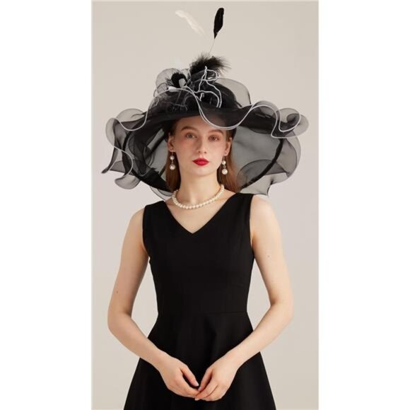 Women's Kentucky Derby Church Dress Hat 10-black,white - Picture 7 of 7